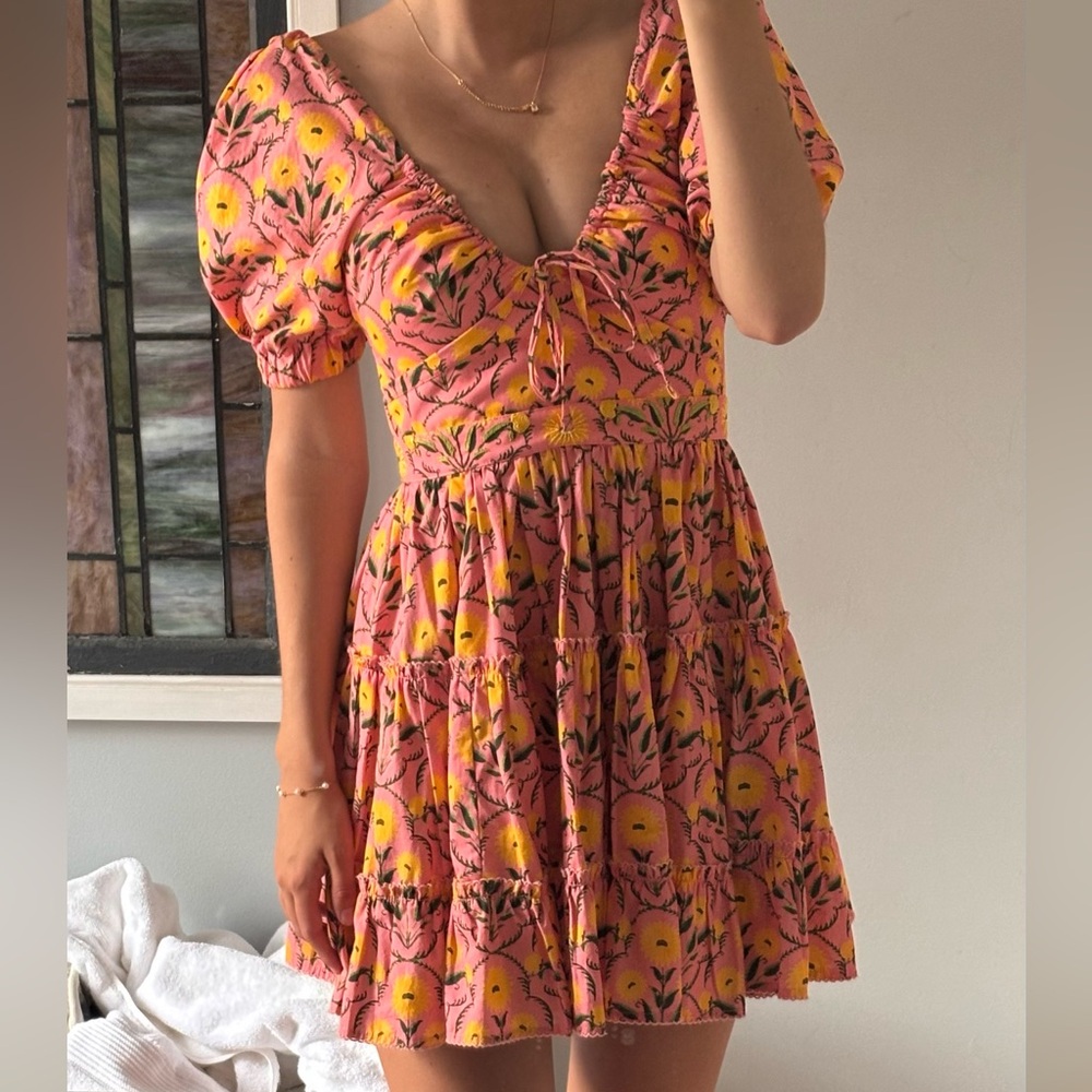 Agua Bendita Manzanilla Mimosa Tiered Dress